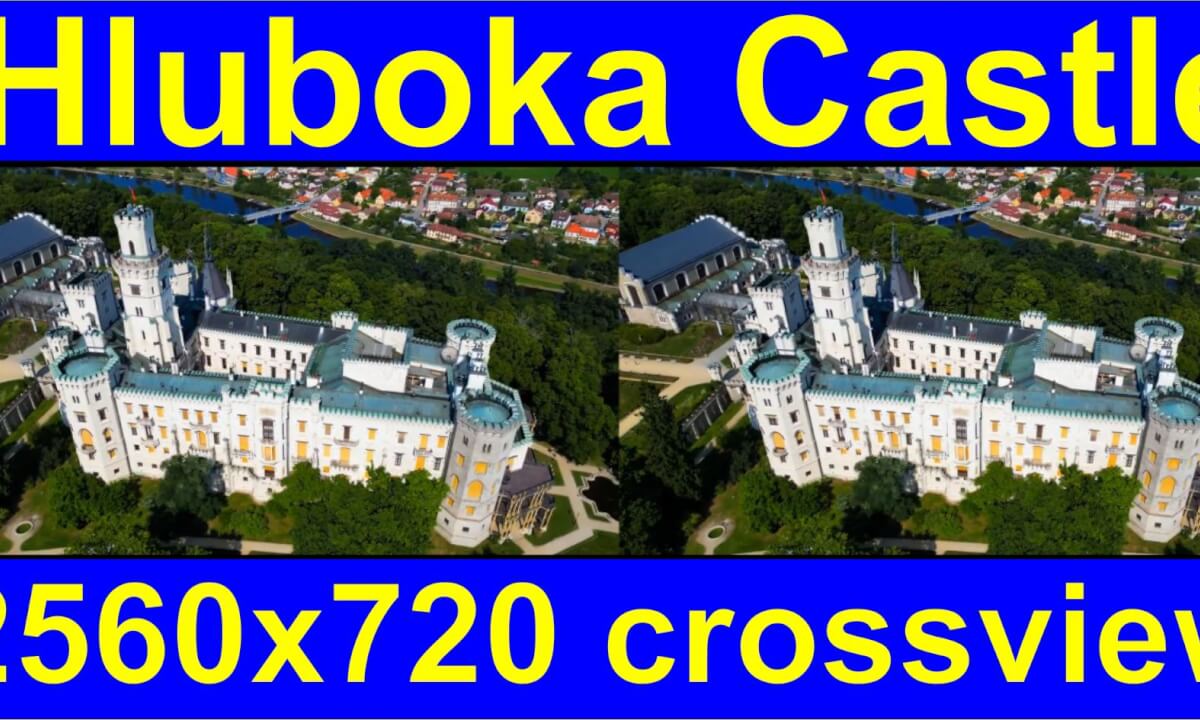 Hluboka Castle, Czech Republic cross-view 2560x720 iXYt - test for VR helmet