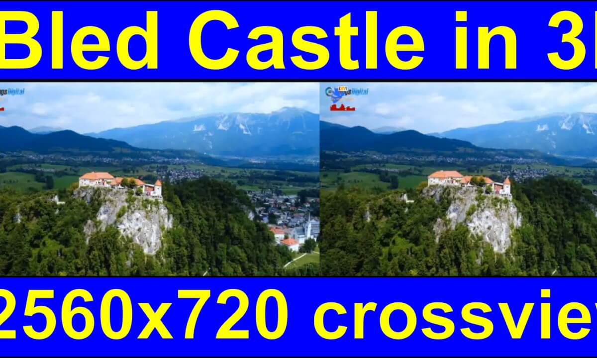 Bled Lake and Castle, Slovenia in 3D side-by-side cross-view "by angel's eyes - iXYt" as VR