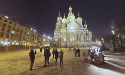 360 VR Night St. Petersburg with Church of the Savior on Blood, Russia