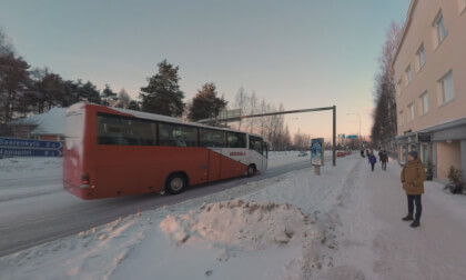 360 VR Traffic in snowy streets of Rovaniemi, Finland