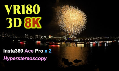 Hyperstereoscopy Fireworks shot on Insta360 Ace Pro at Odaiba in Tokyo