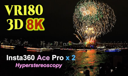 Hyperstereoscopy Fireworks shot on Insta360 Ace Pro at Odaiba in Tokyo