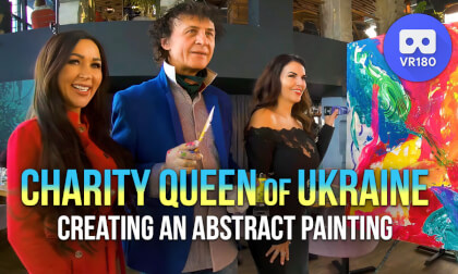 Abstract painting with beauty contest Charity Queen of Ukraine participants. 8K Abstract painting with beauty contest Charity Queen of Ukraine participants. 8K
