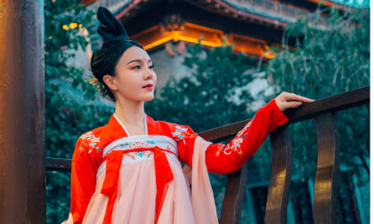 Beautiful girl dancing Chinese classical dance