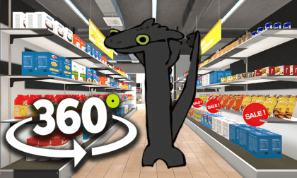 Toothless Dragon Dancing in the Supermarket | 4K VR 360° Video