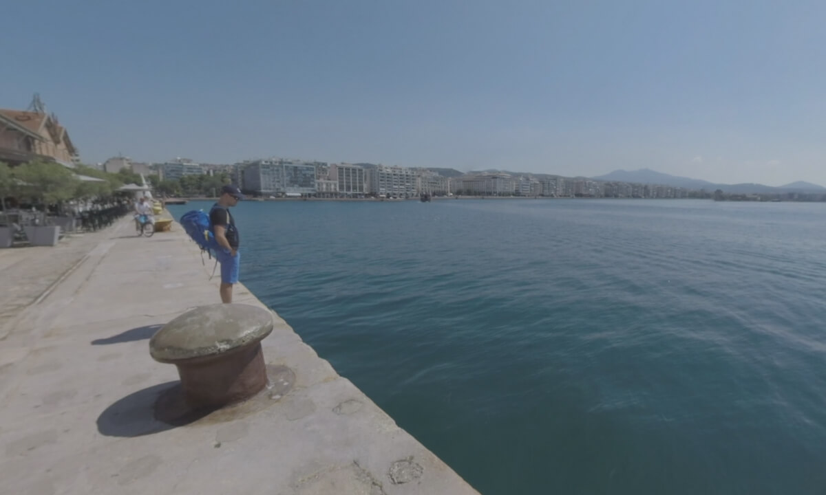 360 VR City waterfront view from the Old Port of Thessaloniki, Greece