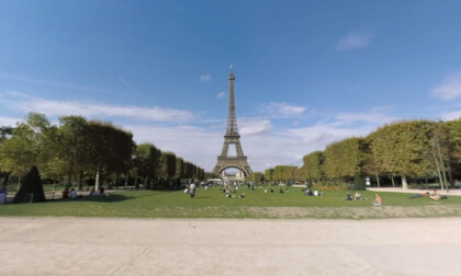 360 VR Paris view with Champ de Mars and Eiffel Tower, France