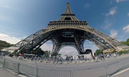 360 VR Gustave Eiffel Avenue with view to Eiffel Tower and Champ de Mars