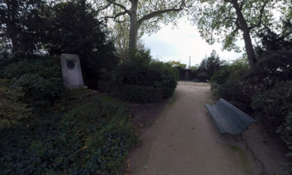 360 VR Square Ajaccio overlooking Eiffel Tower and city street, Paris