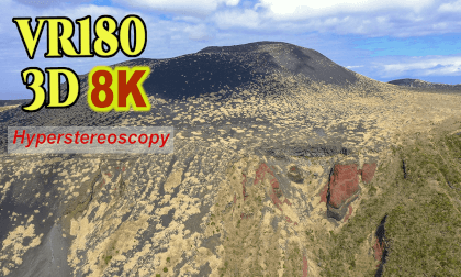 Aerial  Hyperstereoscopic 3D video at Ｍt.Mihara in  Izuohshima-island,TOKYO,Japan