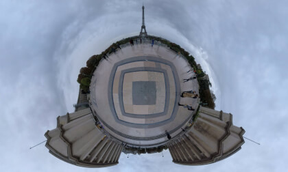360 VR Timelapse of tourists looking at Eiffel Tower from Trocadero, Paris