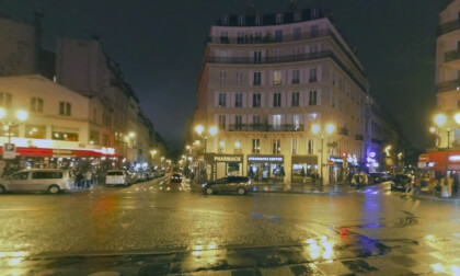 360 VR Night Paris view with Moulin Rouge and Place Blanche, France