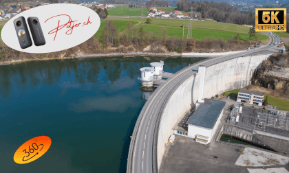 Hike 360° VR over the 47-meter-high dam wall on the lake side at Lake Schiffenen in the canton of Fribourg in Switzerland VR Video Hike 360° VR over the 47-meter-high dam wall on the lake side at Lake Schiffenen in the canton of Fribourg in Switzerland VR