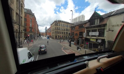 A double-decker bus ride through Manchester city centre, England. VR Video A double-decker bus ride through Manchester city centre, England. VR