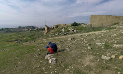 360 VR In ancient city Hierapolis. Historical landmark in Turkey