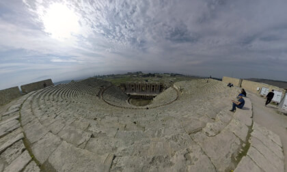 360 VR Amphitheatre in ancient city Hierapolis. Pamukkale, Turkey