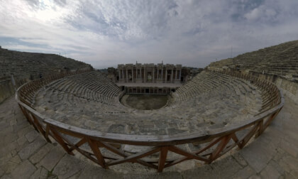 360 VR Roman amphitheatre in Hierapolis, Turkey. Inside view 360 VR Roman amphitheatre in Hierapolis, Turkey. Inside view