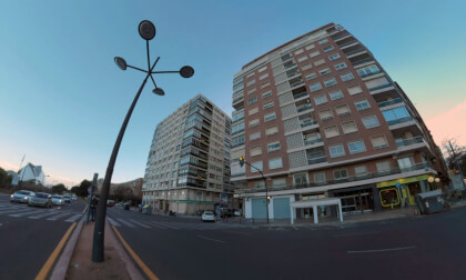 360 VR Valencia view with Alcalde Reig street and Pont del Regne, Spain