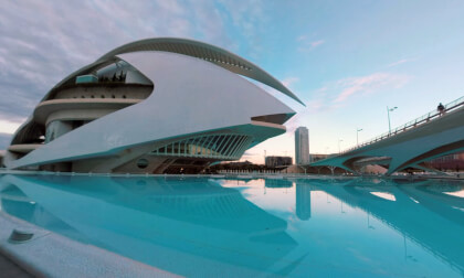 360 VR View inside City of Arts and Sciences in Valencia, Spain