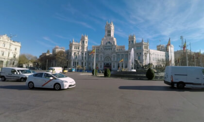 360 VR Madrid view with City Hall on Plaza de Cibeles, Spain