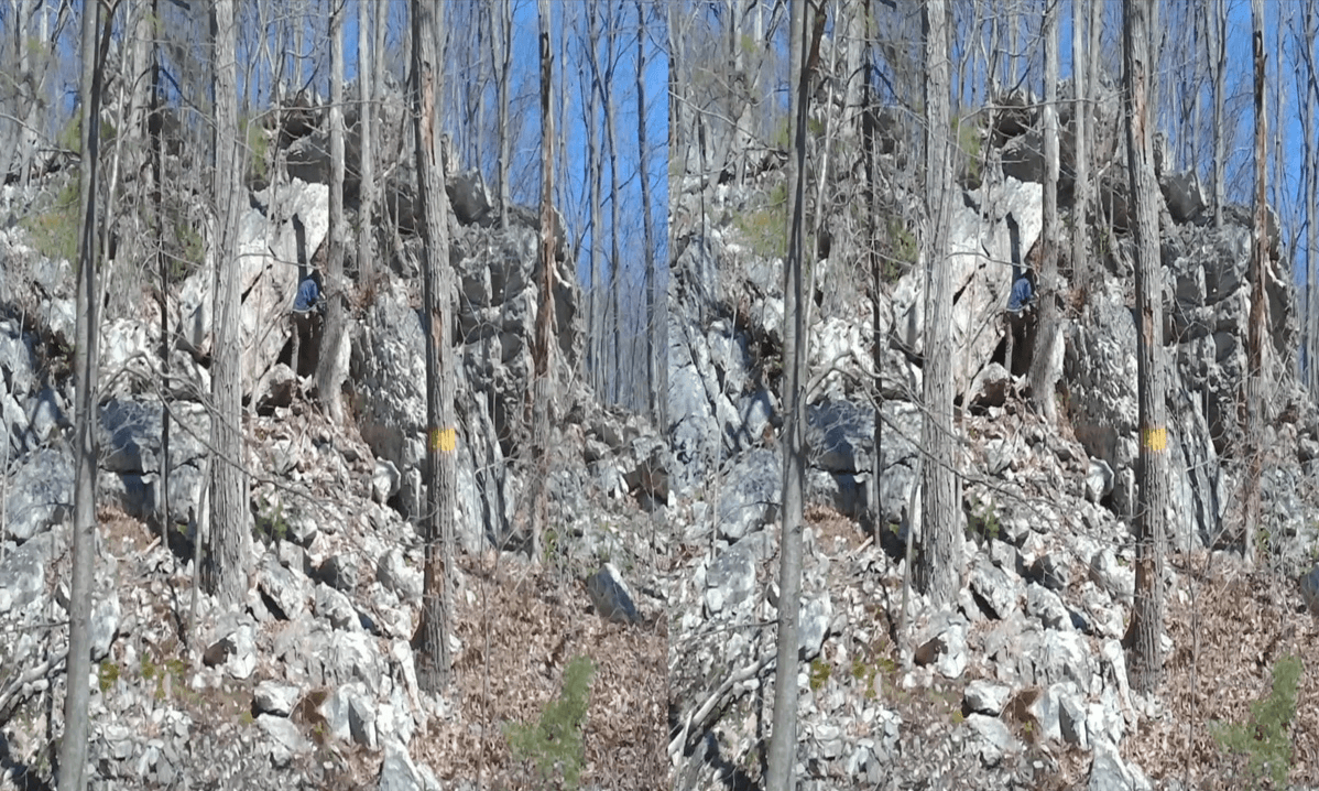 3D Joel Schadegg Ascending the Ridge Over Hanging Rock in Hancock, Maryland 4K