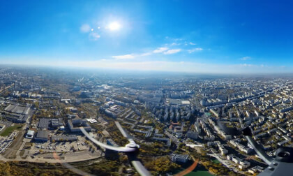 Bucharest 220m to 500m climb using DJI VR Video Bucharest 220m to 500m climb using DJI VR