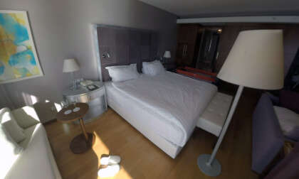360 VR Interior of hotel room overlooking the sea. Holiday in Antalya, Turkey VR Video 360 VR Interior of hotel room overlooking the sea. Holiday in Antalya, Turkey VR