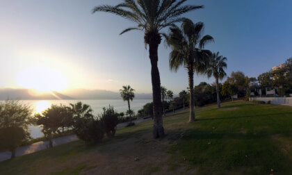 360 VR Vacation scene with resort on the coast of Antalya, Turkey
