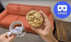 White Chocolate and Macadamia Nut cookie with Tea. VR180 Virtual Tasting VR Video White Chocolate and Macadamia Nut cookie with Tea. VR180 Virtual Tasting VR