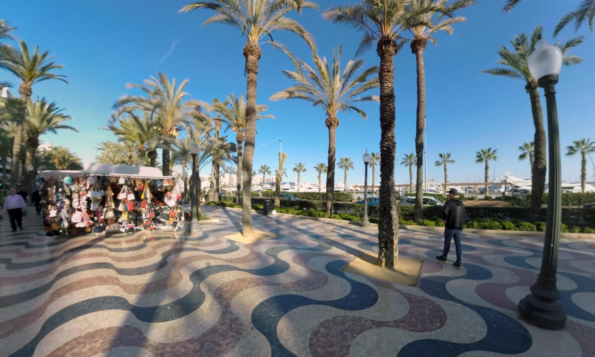 360 VR The promenade Explanada de Espana in Alicante, Spain