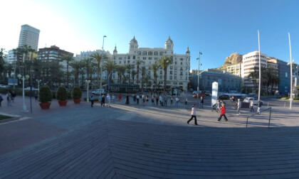 360 VR Alicante cityscape with port, people and car traffic in the street. Spain VR Video 360 VR Alicante cityscape with port, people and car traffic in the street. Spain VR