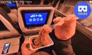 Noodle breakfast on the trans Pacific flight.  VR180 Virtual Tasting VR Video Noodle breakfast on the trans Pacific flight.  VR180 Virtual Tasting VR