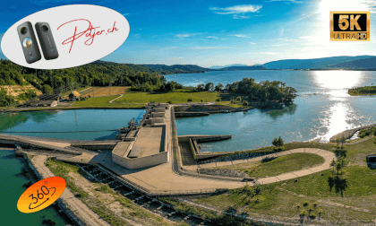 Hiking Adventure  360° VR: Exploring the Hagneck Hydroelectric Power Plant by Lake Biel in Switzerland