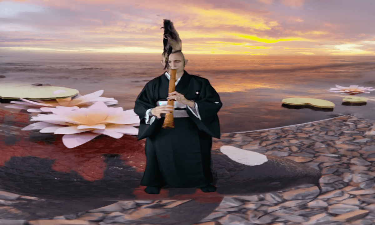 Nina H. performing Oshu Nagashi(Honkyoku) with her Shakuhachi in VR180 and 3D with binaural Sound