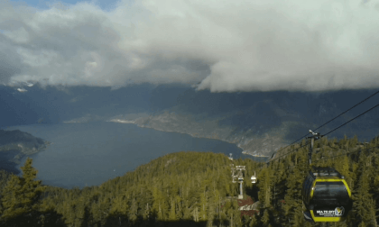 3D SBS Sea Sky Gondola Squamish BC Canada Timelapse Moving Clouds Qoocam Ego 3D Footage