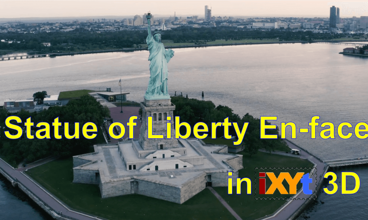 Statue of Liberty En-face, New York Harbor, USA in iXYt 3D side-by-side video for VR