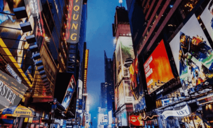 Walk through Times Square Day time New York City during the eclipse