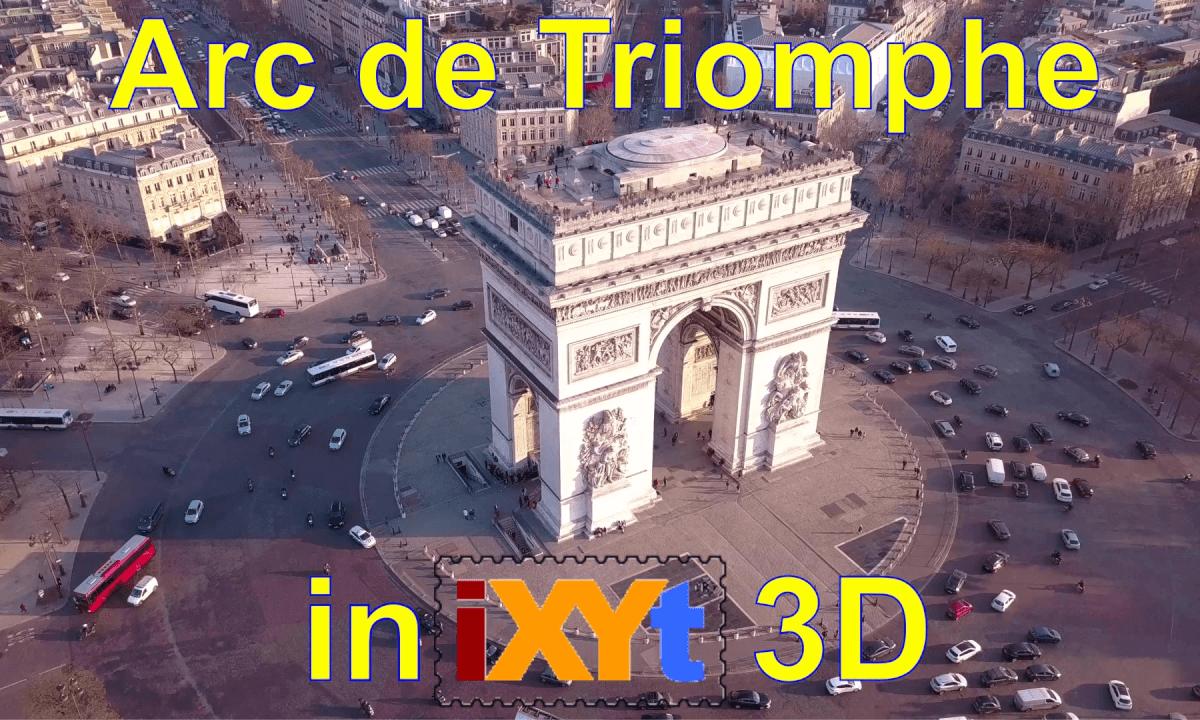 Arc de Triomphe-2, Paris, France in iXYt 3D side-by-side video for VR