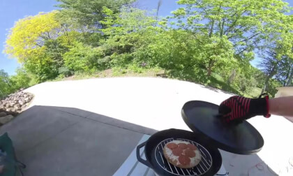 Cooking a frozen Pizza in a dutch oven demo Cooking a frozen Pizza in a dutch oven demo