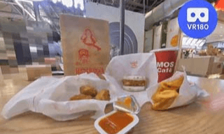 Seafood Rice Burger and Spicy Chicken Nugget @Mos Burger. VR180 Virtual Tasting