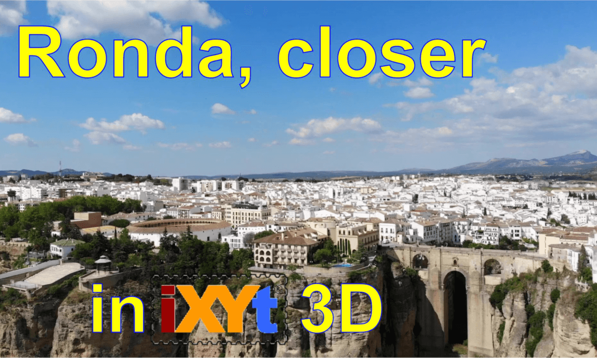 Ronda closer view, Málaga, Andalusia, Spain in red-cyan anaglyph iXYt 3D video