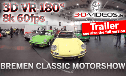 Porsche, Ferrari, Bugatti - Bremen Classic Motorshow 2023 - 3D VR180 - 8k 60 fps - Trailer 1:08 VR Video Porsche, Ferrari, Bugatti - Bremen Classic Motorshow 2023 - 3D VR180 - 8k 60 fps - Trailer 1:08 VR
