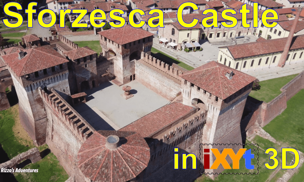 Sforzesca Castle, Soncino, Cremona, Lombardy in iXYt 3D video for VR, close view