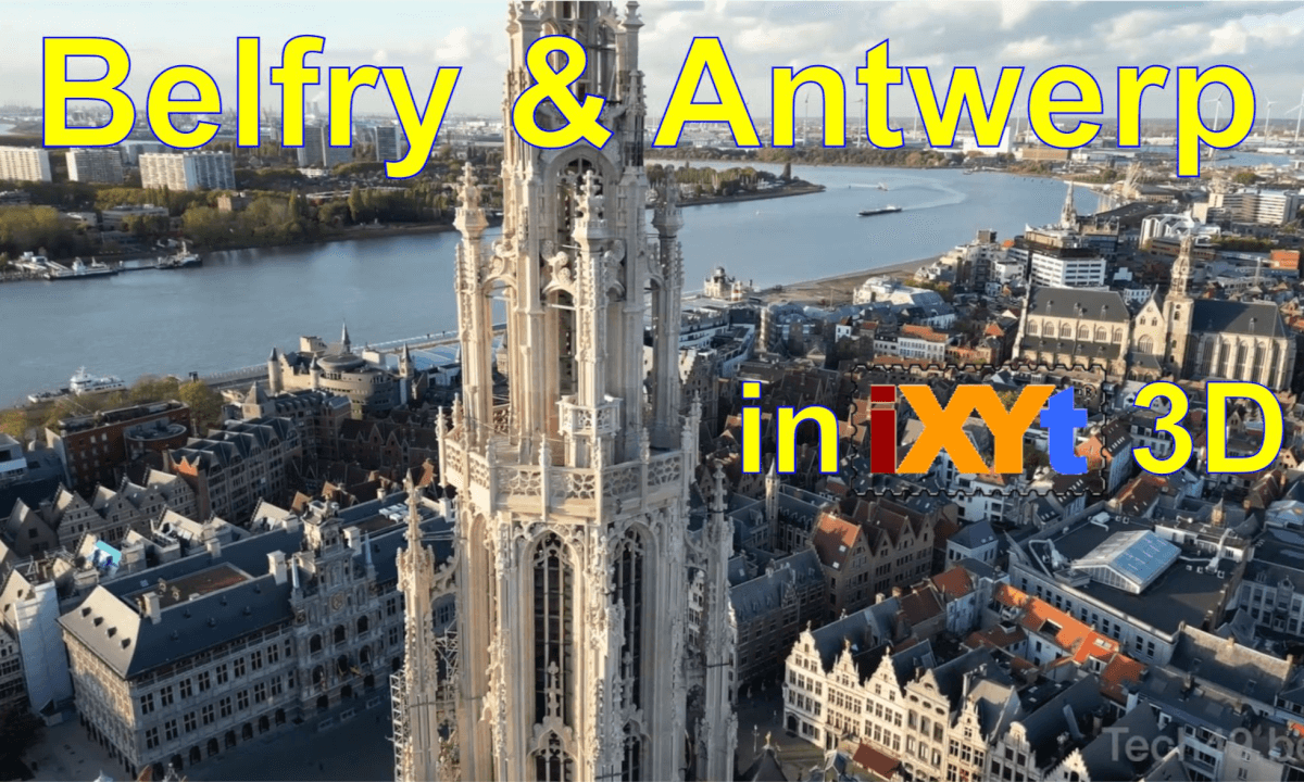 Antwerp and Cathedral of Our Lady belfry, Belgium in iXYt 3D video for VR