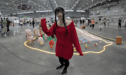 A shy girl wearing a red cosplay costume VR Video A shy girl wearing a red cosplay costume VR