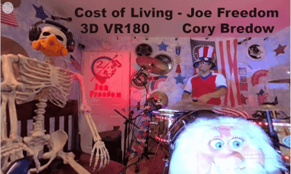 Joe Freedom - Cost of Living [Official] - VR180 - 3D - Cory Bredow - Drums - Stick Tricks - Drummer.