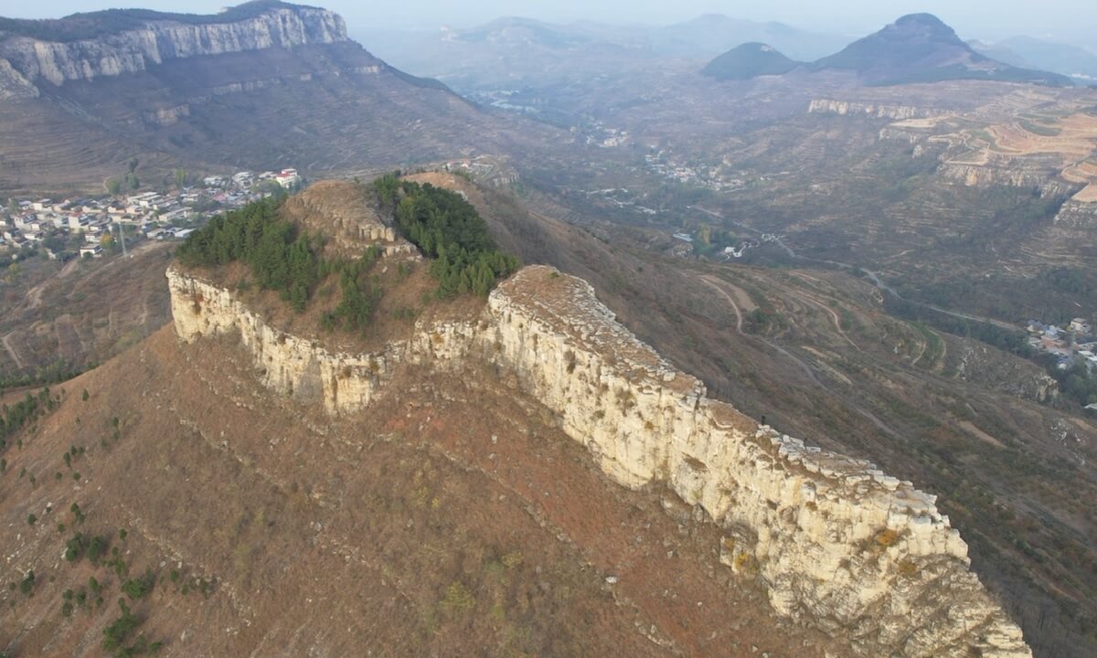 3D aerial video barren mountain shandong China