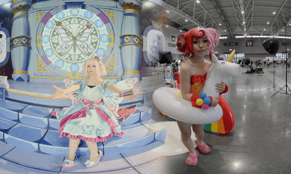 The girl coser a swimming ring VR Video The girl coser a swimming ring VR