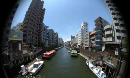 View of the Kanda River from the Yanagi bridge in Tokyo, Japan View of the Kanda River from the Yanagi bridge in Tokyo, Japan