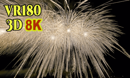 Hyperstereoscopy 3D Fireworks bursting overhead, sparks raining down at Nagaoka Fireworks in JAPAN VR Video Hyperstereoscopy 3D Fireworks bursting overhead, sparks raining down at Nagaoka Fireworks in JAPAN VR